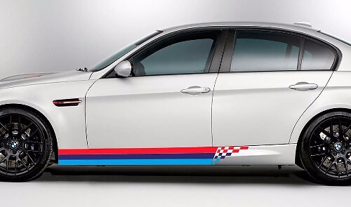 Adesivo in vinile con strisce a scacchi stile M per sottoporta BMW M3
