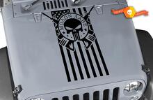 Adesivo in vinile per cofano con teschio Punisher Molon Labe e bandiera USA_2