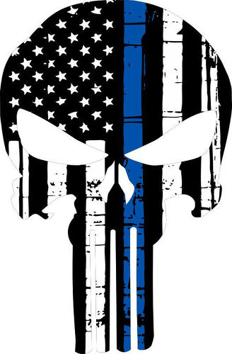 Decalcomania della linea blu della polizia della bandiera americana del teschio del Punisher -