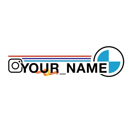 Nome personalizzato Instagram Nome utente stile BMW Set adesivi decalcomanie
