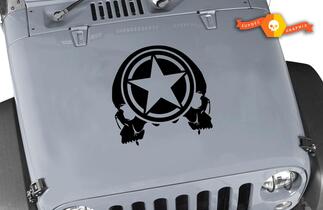 Skulls Military Star Hood Door Trunk Vinyl Sticker Decal si adatta a Wrangler