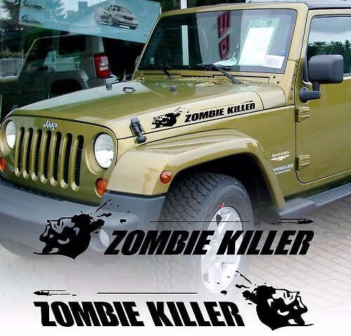 ZOMBIE KILLER adesivo decalcomania in vinile cappuccio volante proiettile (si adatta a wrangler rubicon)