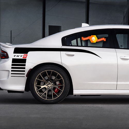 Strisce Personalizzate TXT8 per Parafango Posteriore Adesivo in Vinile per Dodge Charger 2006-2010