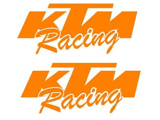 2 adesivi KTM Racing ARANCIO moto mx 50 65 125 250 350 450 300 sx xc sxf