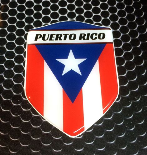 Puerto Rico Orgoglioso Scudo Bandiera Cupola Decalcomania Emblema Adesivo per auto 3D 2.3 x 3.3