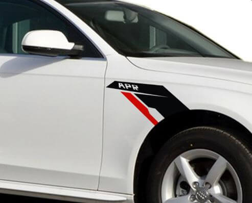 Set di adesivi in vinile stile alette parafango APR per VW BMW Audi