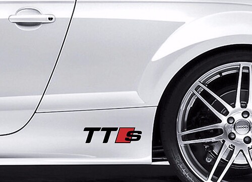 2X AUDI TTS Adesivo decalcomania carrozzeria in vinile Logo emblema Sport Racing di qualità premium
