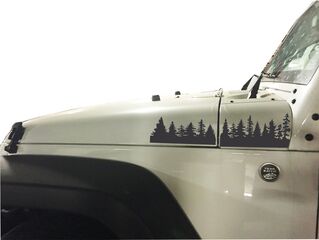 Jeep Wrangler Pine Tree forest hood Adesivi in ​​vinile Set completo Decal JK, scegli il colore