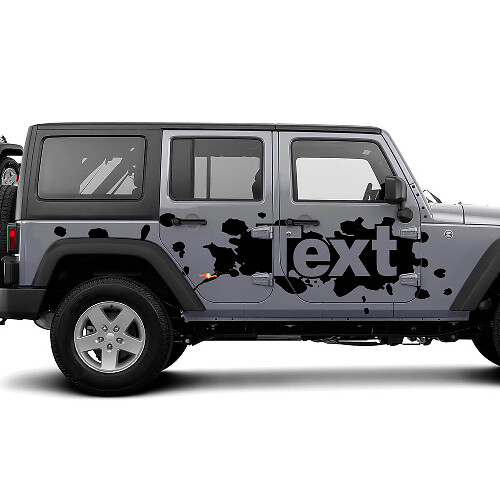 Spruzzi di Vernice con Adesivo in Vinile Laterale Personalizzato con Testo per Jeep Wrangler