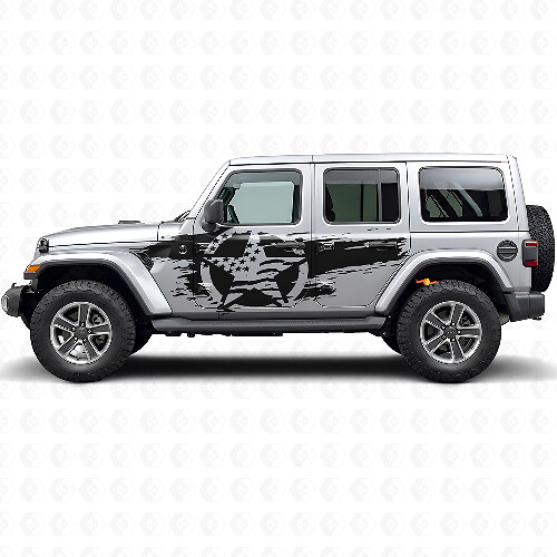 Kit di Adesivi in Vinile con Bandiera USA Vintage e Stelle per Jeep Wrangler