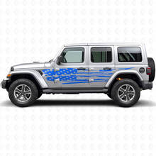 Set di Adesivi Laterali in Vinile con Bandiera Americana Usurata per Jeep Wrangler_2