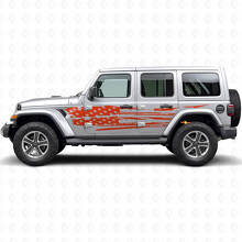 Set di Adesivi Laterali in Vinile con Bandiera Americana Usurata per Jeep Wrangler_4