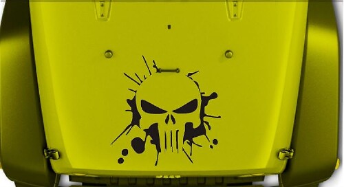 Adesivo in Vinile Cofano Stile Teschio Punisher per Jeep Wrangler