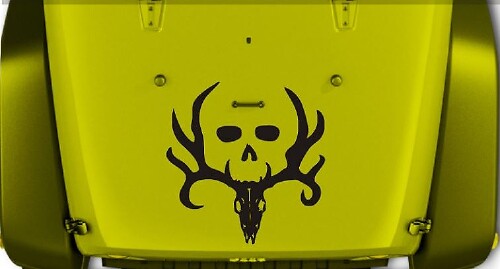 Adesivo in vinile con teschio e corna per cofano Jeep Wrangler