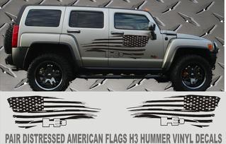 H3 Hummer Distressed American Flag Decalcomanie in vinile Set da 2 pezzi H3 Hummer Trucks