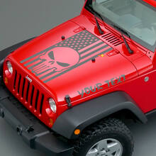 Decalcomanie in vinile Punisher Skuss & Bandiera USA per cofano Jeep Wrangler_2