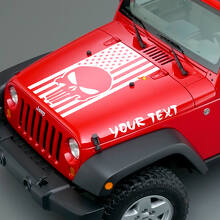 Decalcomanie in vinile Punisher Skuss & Bandiera USA per cofano Jeep Wrangler_3
