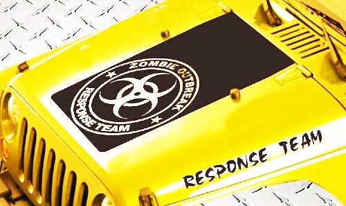 Kit di Adesivi in Vinile per Cappuccio Team di Risposta all'Invasione Zombie per Jeep Wrangler