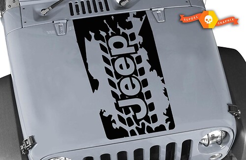 Jeep Wrangler Blackout Battistrada con schizzi di fango sul cofano in vinile Adesivo Decalcomania JK JKU LJ TJ
