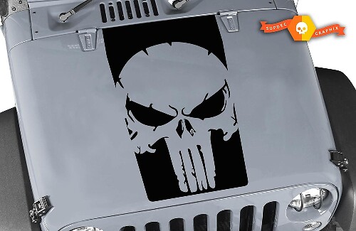 Adesivo in vinile con teschio Punisher in stile usurato per Jeep Wrangler