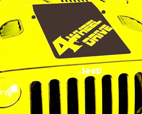 Jeep Wrangler Blackout 4 RUOTE MOTRICI Vinyl Hood Decal JK JKU TJ LJ