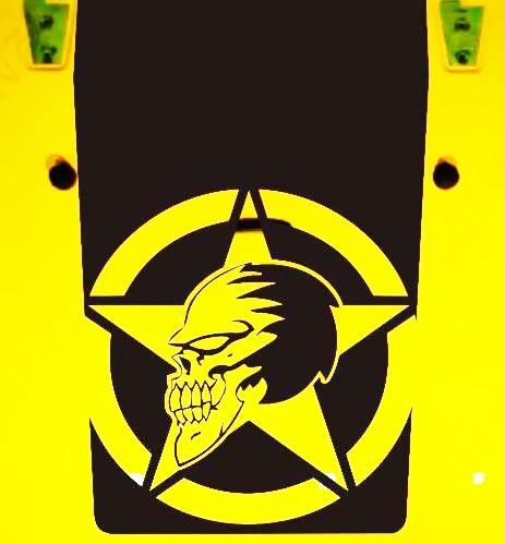 Adesivo in vinile con teschio militare e stella per cofano Jeep Wrangler