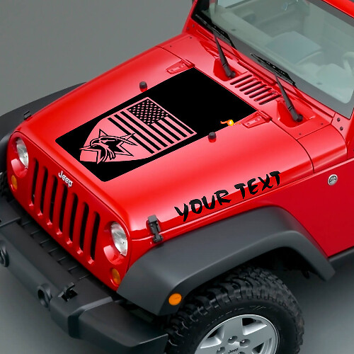 Set di Adesivi in Vinile con Scritta Personalizzata e Stemmi Americani per Cofano Jeep Wrangler