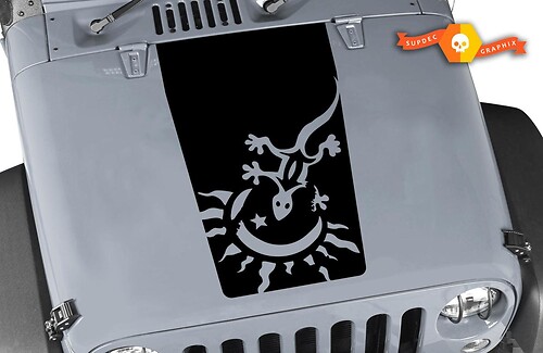 Adesivo in Vinile Gecko e Tettuccio Solare per Jeep Wrangler