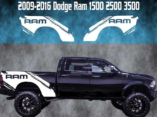 Set di Adesivi Laterali Posteriori Splash Fango in Vinile per Dodge Ram 1500-3500 2009-2016