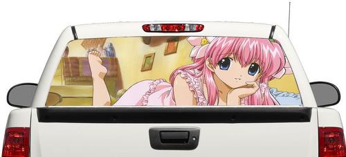 Anime Girl Cartoon Lunotto Decal Sticker Pick-up Truck SUV Car 3