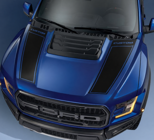 CUSTOM Dual Outline Stripes Cofano Adesivo in vinile per Ford F-150 2017