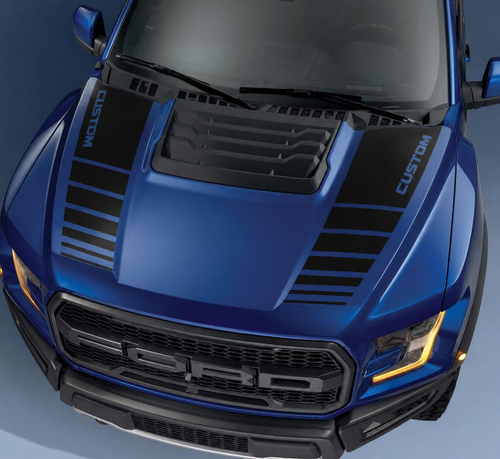 CUSTOM Dual Strobe Stripes Cofano Adesivo in vinile per Ford F-150 2017