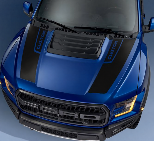 Adesivo in Vinile con Doppia Striscia Personalizzato per Cofano Ford F-150 2017