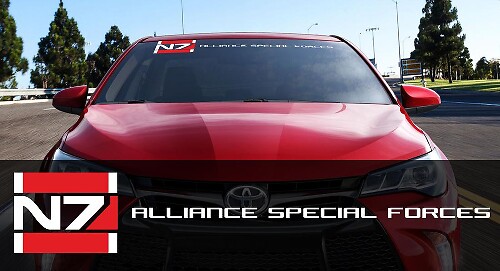 Adesivo Vinile Parabrezza Forze Speciali Alleanza N7 di Mass Effect per Auto