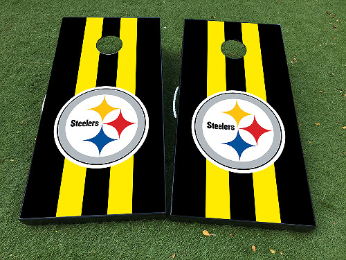 Set di adesivi in vinile con laminazione opaca per tavolo da cornhole Pittsburgh Steelers