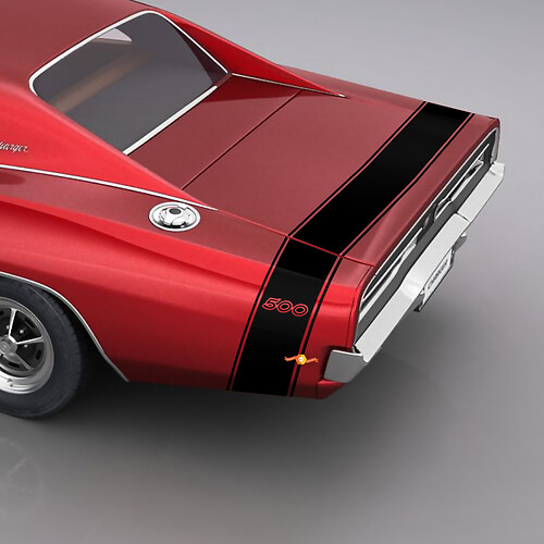 Adesivi strisce per baule posteriore e parafango 500 per Dodge Charger 500 del 1969
