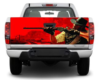 Cowboy Hunting Gun Portellone posteriore Decal Sticker Wrap Pick-up Truck SUV Car Red Dead Redemption