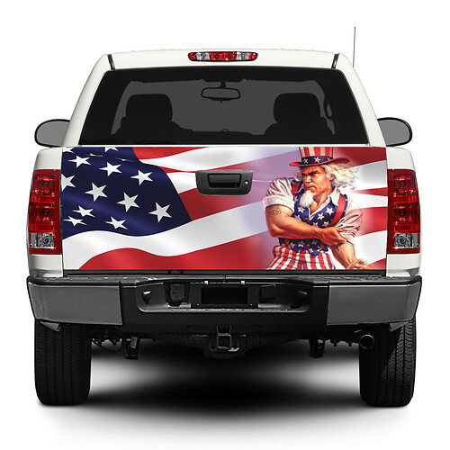 Adesivo in Vinile per Portellone con Bandiera USA Uncle Sam per Camion SUV