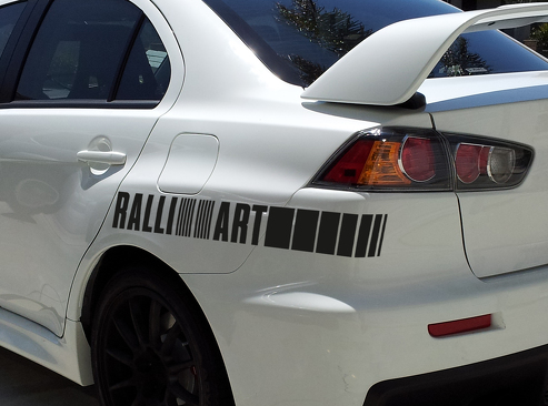 2x Ralli Art Rally Racing Sports 4x4 Car Vinyl Sticker Decal si adatta a Mitsubishi Evo Lancer