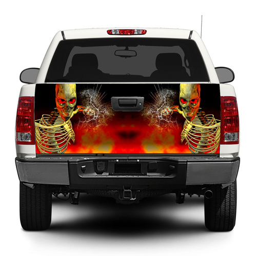 Scheletro di teschio di zombie vetro rotto Portellone posteriore Decal Sticker Wrap Pick-up Truck SUV Car