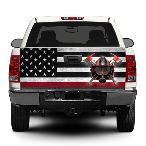 Bandiera americana Pompiere Portellone posteriore Decal Sticker Wrap Pick-up Truck SUV Car