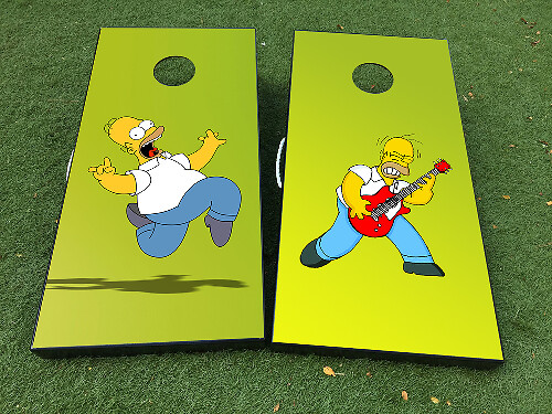 Adesivi in vinile per tavola Cornhole stile Homer Simpson stordito e rock