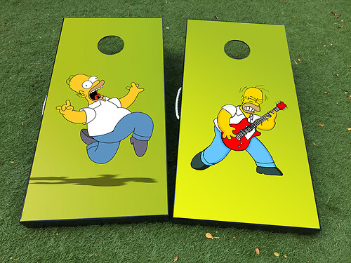 Homer Simpsons cartoon rock Cornhole Gioco da tavolo Adesivo Decalcomania INVOLUCRO IN VINILE con LAMINATO
