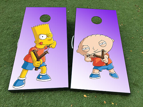 Set di decalcomanie in vinile per tavola Cornhole a tema Bart Simpson e Stewie Cartoon