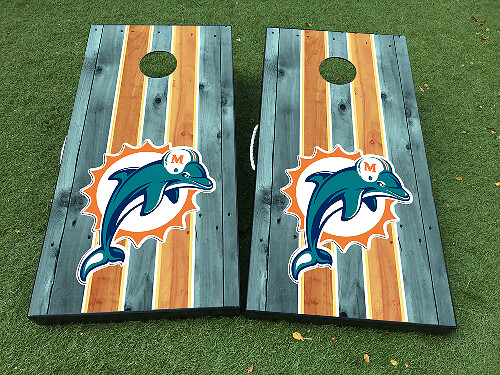 Set Adesivi in Vinile per Rivestimento Tavola Cornhole Squadra di Football di Miami