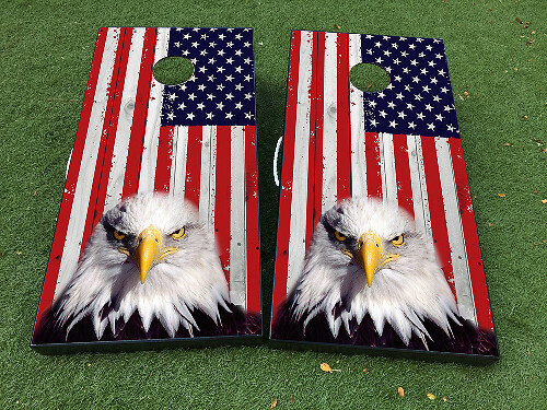 Adesivo per Gioco di Cornhole con Bandiera Americana Eagle USA Avvolgimenti in VINILE con LAMINAZIONE