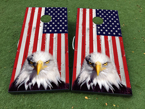 Bandiera American Eagle USA Cornhole Gioco da tavolo Decalcomania INVOLUCRO IN VINILE con LAMINATO