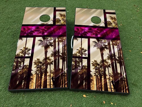 Set Adesivi in Vinile per Tavola Cornhole Miami Palm