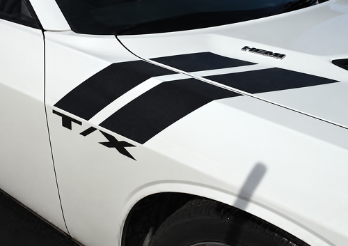Custom T/X Solid Hash Stripes — Adesivo in vinile (parafango anteriore) per Dodge Challenger
