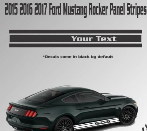 2015 2016 2017 Ford Mustang Rocker Panel Racing Stripe Decalcomania in vinile Testo personalizzato